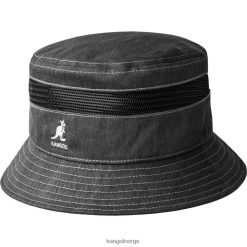 accessoires 8800Z471 Kangol zwart uniseks verontruste katoenen mesh emmer