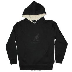 kleding 8800Z1126 Kangol zwart uniseks ton-sur-ton geborduurde sherpa hoodie