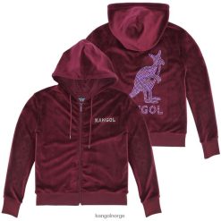 kleding 8800Z1138 Kangol kastanjebruin vrouwen hoodie met rits van velours kristal